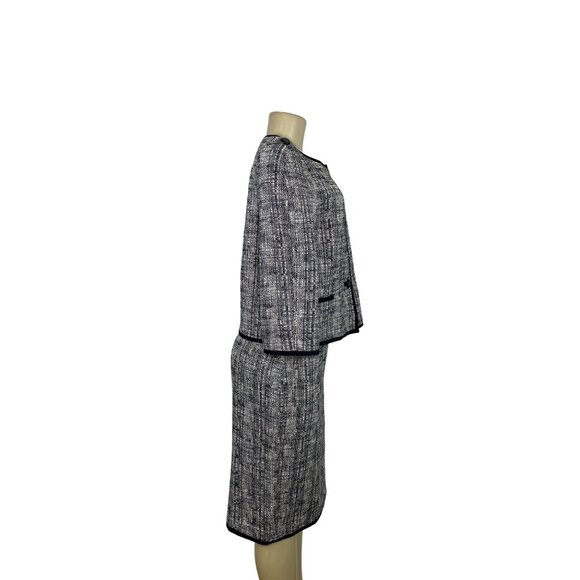Talbots Black & White Tweed Two-Piece Suit With Skirt & Button-Up Jacket Sz 8 - Picture 2 of 13